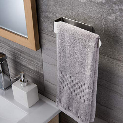 Taozun Hand Towel Holder/Hand Towel Ring - Self Adhesive Bathroom Towel Bar Stick on Wall, SUS 304 Stainless Steel Brushed - color: Silver, size: 8-inch