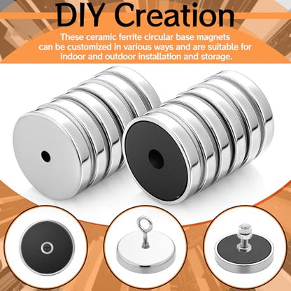 12 Pcs Ceramic Round Base Magnet with Chrome Plated Steel Cup, 35lbs Heavy Duty Circle Magnet with Hole Magnetic Round Base for Workshop Rv Conversion Cabinet Fixture(d1.42 xc0.19 xt0.26) - size: D1.42"xC0.19"xT0.26"