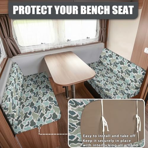SEANATIVE Fish Camo RV Dinette Cushion Covers Stretch RV Sofa Seat Slipcovers Replacement Non-Slip Camper Cushion Slipcovers Washable RV Dinette Seat Covers - color: Fish Camo