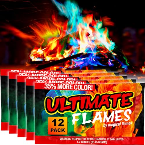 Magical Flames Fire Color Packets (Ultimate 12 Pack), Vibrant Multi-Color Fire for Fire Pits, Campfires, Bonfires & Fireplaces - Camping Essentials & Outdoor Party Accessories - size: Ultimate 12-pack