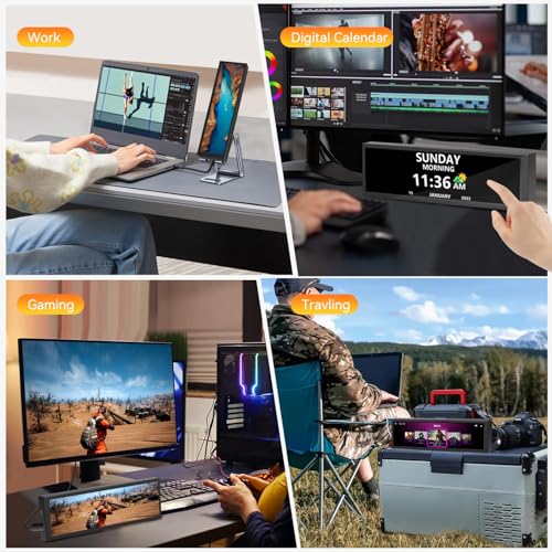 8.8 Inch Small Touchscreen Monitor, PC Temperature Display 1920x480, 60Hz HDMI PC Sensor Panel Display, IPS Mini Screen for Raspberry Pi, AIDA64 CPU RAM Data Temperature Monitor for ARGB Computer Case - size: 8.8