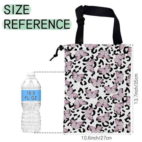 Butterfly Car Garbage Bag,Leopard Waterproof Small Car Trash Bag Hanging Back of Seat,Drawstring Hanging Car Trash Bag with Adjustable Buckle for Car Accessories - color: Butterfly