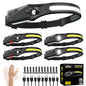 WopkDupk Rechargeable Headlamp 5PCS, 230° Wide Beam Head Lamp, Motion Sensor LED Headlamp Flashlight, 5Mode Headlamps for Adults, Bright Head Lights for Forehead, Hard Hat Headlight - size: 5Pack