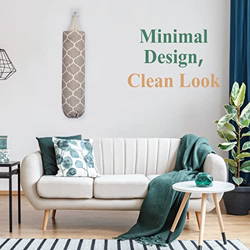 Plastic Bag Holder, Washable Grocery Bag Holder for Plastic Bags, Strong Plastic Bag Storage Dispenser with Hanging Loop, Wall Mount Trash Bag Dispenser for Home Kitchen Cabinet (Beige) - color: Beige