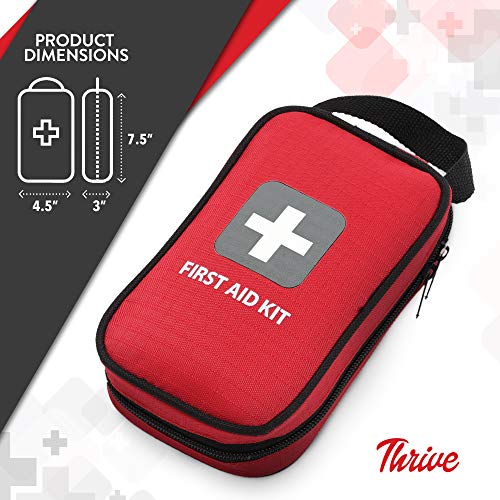 Thrive Compact First Aid Kit - Waterproof Rip-Stop Nylon Travel First Aid Kit - Camping & Hiking Medkit with Wipes & Bandages - Portable Car Emergency Pack for Roadside Emergencies - 100-Piece Set - style: 100 Piece - Bag