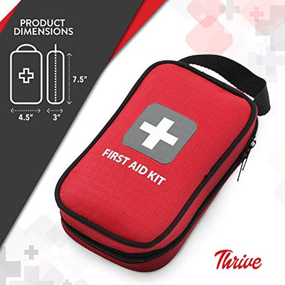 Thrive Compact First Aid Kit - Waterproof Rip-Stop Nylon Travel First Aid Kit - Camping & Hiking Medkit with Wipes & Bandages - Portable Car Emergency Pack for Roadside Emergencies - 100-Piece Set - style: 100 Piece - Bag