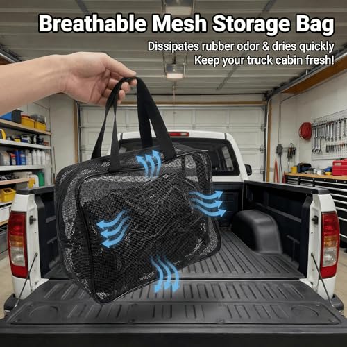 Heavy Duty Latex Cargo Net for Pickup Truck Bed 5'x7' to 10'x14' Stretch - Bungee Mesh Tie Down System with 10 Metal Carabiners & 16ft Strap for Highway Moving Camping - size: Large 1.5x2.1m