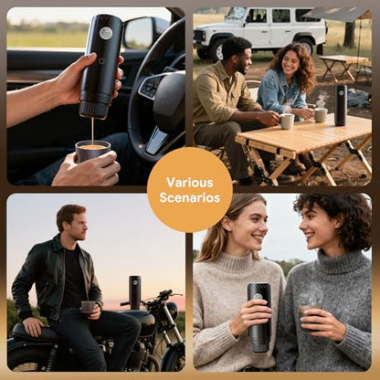 RECAFIMIL Portable 2-in-1 Coffee Maker, Portable 20 Bar Espresso Machine with Automatic Heating, Compatible with NS and Ground Coffee for Camping, Hiking Travel and Home (Black) - color: BLACK