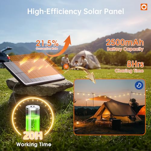 addlon 35FT Solar String Lights Outdoor, IP54 Waterproof Solar Powered with Remote & USB Port, 10+1 LED Shatterproof Bulbs, Dimmable Solar Light Outdoor for Camping Backyard Bistro Porch - size: 35FT