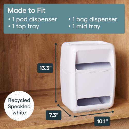 YouCopia SinkSuite Bag & Pod Dispenser, Standing Garbage Bag and Dishwasher Pod Organizer with Removable Lids for Storage, Speckled White - style: Bag & Pod Dispenser