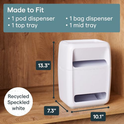 YouCopia SinkSuite Bag & Pod Dispenser, Standing Garbage Bag and Dishwasher Pod Organizer with Removable Lids for Storage, Speckled White - style: Bag & Pod Dispenser