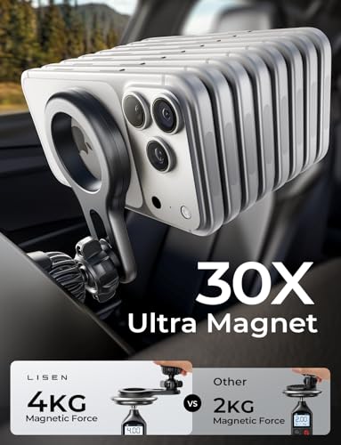 LISEN for MagSafe Car Mount, Magnetic Phone Holder for Car Vent Phone Mount, Air Vent Hands Free Phone Mount, Super Magnetic Phone Mount, Gifts Car Phone Holder Magnetic for iPhone 17 Pro Max 16 15 - color: Black