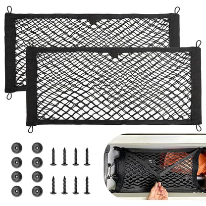 RED WOLF Universal Cargo Net Pocket Elastic Netting Car Mesh Pouch for Trunk RV Boats Home Cargo Storage with Screws and Hooks (21.7'' x 9.8'') - size: 21.7'' x 9.8''