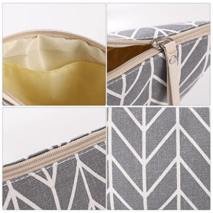 4 Pcs Canvas Cosmetic Bag, Multi-function Travel Makeup Bag Cosmetic Pouch with Zipper Travel Toiletry Bag Small Makeup Pouch Christmas Gifts Stocking Stuffers for Women - style: D