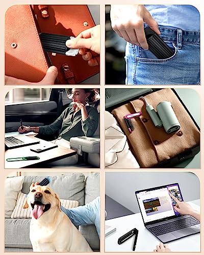 6 PCS Folding Travel Hairbrush Set with Compact Mirror for Women - Mini Pocket Brush with Mirror for Purse and Girls