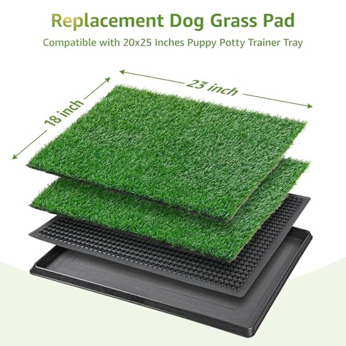 LOOBANI Dog Grass Pee Pads, 2 Pack Artificial Grass Pads for Potty Tray, Fake Grass for Dogs to Pee On, Outdoor Indoor Pee Grass for Dog Potty (18*23 inch) - size: 18*23 inch