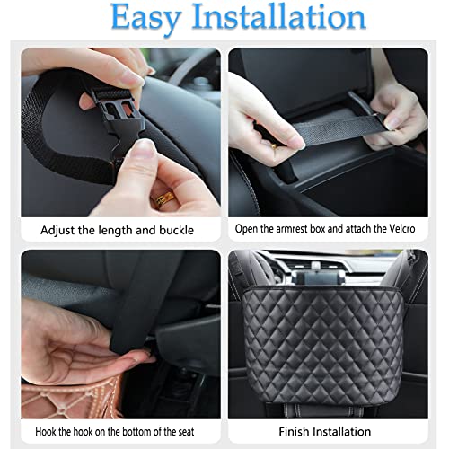 Car Pocket Handbag Holder - Leather Seat Back Organizer Barrier for Backseat Pet, Kids - Black - color: Upgraded Black