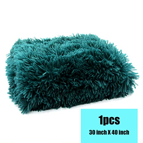 Pet Dog Bed Blankets, Fluffy Fleece Dog Throw Blankets Sleep Mat,Soft Puppy Blankets Cat Kitten, S M L XL,Fuzzy Reversible Sherpa Blanket for Bed, Couch, Sofa, Travel,Washable & Lightweight - color: Teal Blue, size: 40 INCH X30 INCH