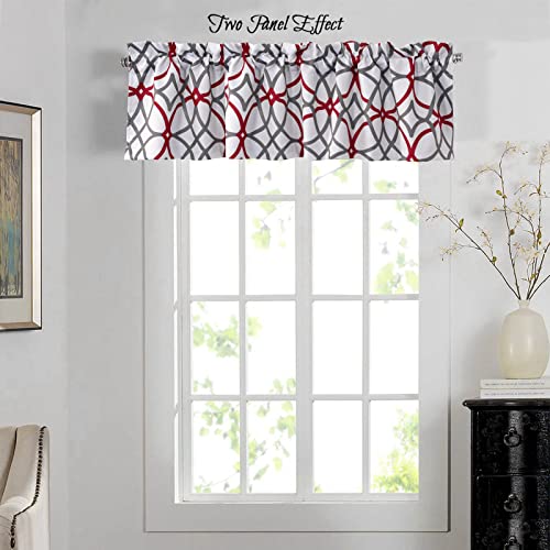 H.VERSAILTEX Blackout Curtain Valances for Kitchen/Bathroom - Thermal Insulated Window Valances for Living Room/Bedroom Rod Pocket Short Curtain 1 Panel, 52x18 inch, Geo in Burgundy and Gray - color: Geo in Burgundy and Gray