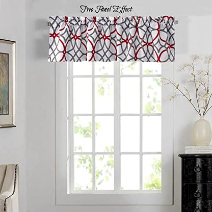 H.VERSAILTEX Blackout Curtain Valances for Kitchen/Bathroom - Thermal Insulated Window Valances for Living Room/Bedroom Rod Pocket Short Curtain 1 Panel, 52x18 inch, Geo in Burgundy and Gray - color: Geo in Burgundy and Gray