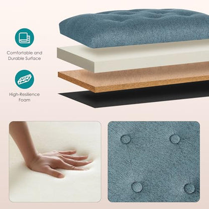 Joveco 24" Ottoman with Storage for Living Room Rectangular Fabric Tufted Bench Footrest Toy Chests for Bedroom (Cyan) - color: Cyan