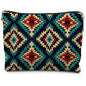Boho Aztec Makeup Bag, Ethnic Southwestern Navajo Tribal Cosmetic Bag for Women, Western Gifts and Accessories - color: Boho Aztec