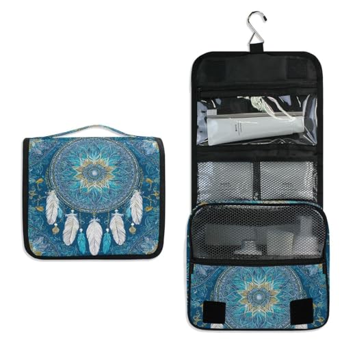 Mandala Boho Dreamcatchers Hanging Toiletry Makeup Bag Bohemian Style Travel Toiletries Organizers Cosmetics Bags for Women - color: Mandala Boho