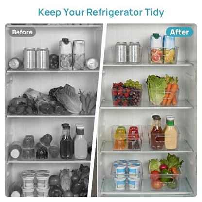 Vtopmart 8pcs Clear Organizers and Storage Bins, Plastic Storage Containers with Handles for Fridge, Freezer, Pantry, Cabinet, Kitchen Organization - size: Without Lid