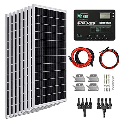 ExpertPower 800W 12V Solar Panel Kit | 800W Mono Rigid Solar Panels, 60A MPPT Solar Charge Controller | RV, Trailer, Camper, Marine, Off Grid, Solar Projects - size: 800W + 60A MPPT