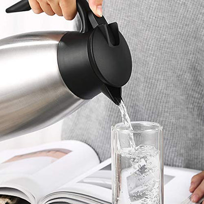 68oz Coffee Carafe Airpot Insulated Coffee Urn Stainless Steel Vacuum Thermal Pot Flask for Coffee, Hot Water, Tea, Hot Beverage - Keep 12 Hours Hot, 24 Hours Cold - color: Silver