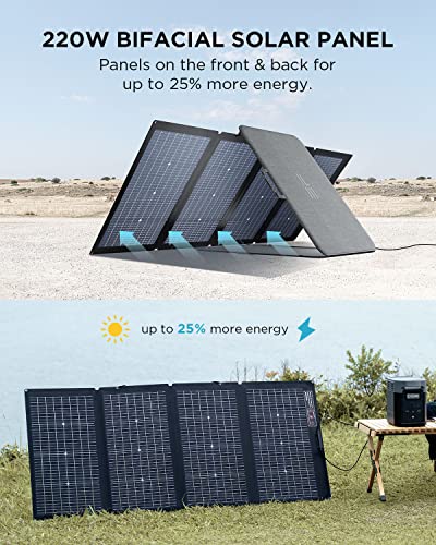 EF ECOFLOW Solar Generator DELTA 2 with 2x220W Portable Solar Panels, 1024Wh LFP Battery, Fast Charging, Portable Power Station for Home Backup Power, Camping & RVs - style: DELTA 2+2X220W Solar Generator