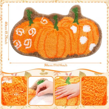 Drydiet Thanksgiving Day Pumpkin Bathroom Rug 20 Inches Fall Door Mat Gift Bath Mat for Kids Shower Decoration Non Slip Washable Bath Rug for Bathroom Shower - style: Pumpkin
