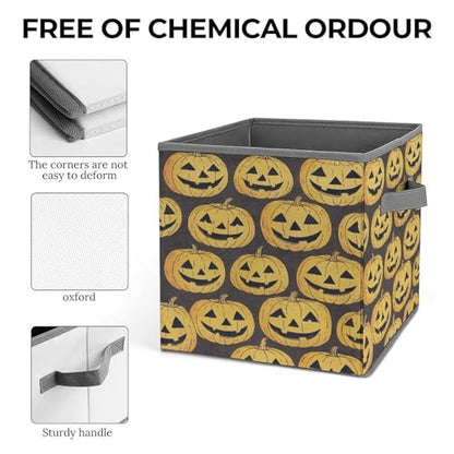 Pumpkin Faces Pattern Foldable Storage Box with Handle Organizer Containers for Home Office Clothes Office Supplies - color: style-2