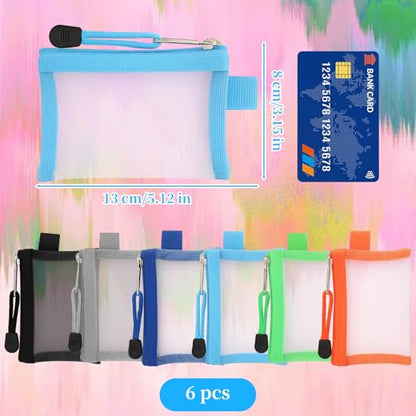 6 Pack Mini Mesh Pouch with Zipper, 3 x 4.5 Inch Small Mesh Bags Portable Nylon Zipper Pouch, Travel Organizer for Cosmetic Toiletries Lipstick Coin Card Key Holder, 6 Colors