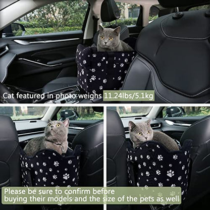 Center Console Dog Car Seat Safe Travel for Small Dogs Under 15 lbs Detachable Washable Pet Carrier with Storage Pockets & Safety Leash,Black - color: Black