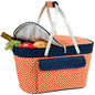Picnic at Ascot Patented Insulated Folding Picnic Basket Cooler- Designed & Quality Approved in the USA - color: Orange/Navy
