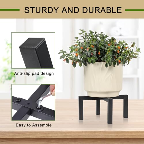 Plant Stand Indoor Outdoor, Heavy Duty Metal Plant Pot Holder, Mid Century Modern Planter Stands, Floor Flower Pot Holder (Black, Fit 5-12 inch pots) - size: Fit 5-12 inch pots