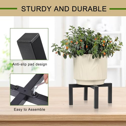 Plant Stand Indoor Outdoor, Heavy Duty Metal Plant Pot Holder, Mid Century Modern Planter Stands, Floor Flower Pot Holder (Black, Fit 5-12 inch pots) - size: Fit 5-12 inch pots