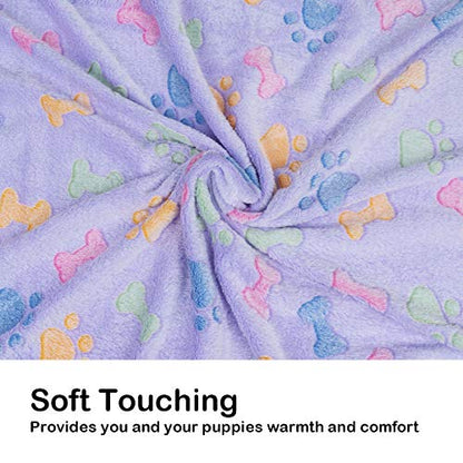 Dono 1 Pack 3 Dog Blankets, Soft Fluffy Fleece Pet Blanket Warm Sleep Mat Paw Print Design Puppy Kitten Throw Blanket Doggy Mat, Blanket for Dogs - color: Brown/Pink/Purple, size: Medium(30*20")