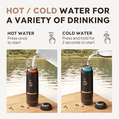i Cafilas Portable Espresso Machine Self-Heating | Battery Powered Coffee Maker for Camping without Electricity| 2-in-1 Ground Coffee&NS Capsule|19 Bar| USB-C Fast Charge| Black Coffee Maker for Car - color: Black