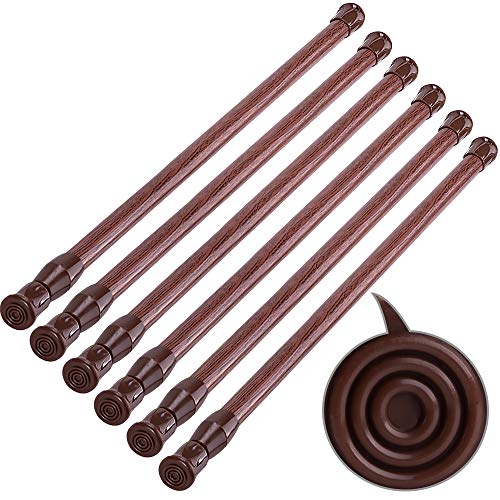 SIQUK 6 Pack Cupboard Bars Adjustable Spring Tension Rods Wood Grain Refrigerator Bar Extendable Rod for DIY Projects, 15.7" to 28" - color: Wood Grain, size: 15.7" to 28"