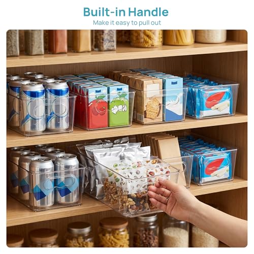 Vtopmart 8pcs Clear Organizers and Storage Bins, Plastic Storage Containers with Handles for Fridge, Freezer, Pantry, Cabinet, Kitchen Organization - size: Without Lid