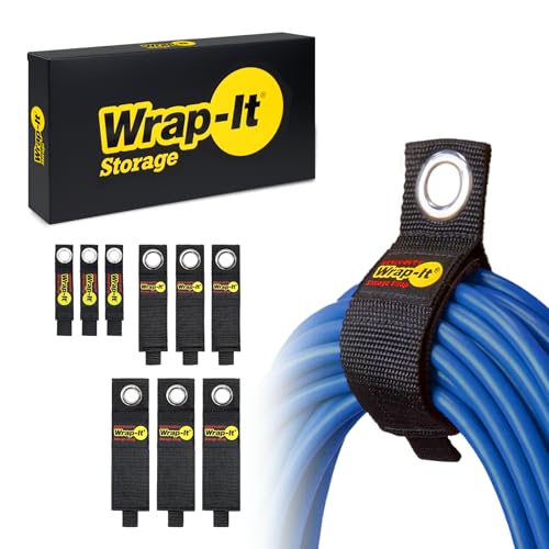 Heavy-Duty Wrap-It Storage Straps - Assorted 9-Pack - Extension Cord Hanger Cord Straps for Garage Storage and Organization