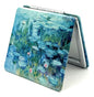 Small Handbag Monet Compact Mirror - Folding Pu Leather, Unique Water Lilies Travel Mirror for Sister - color: Water Lilies Square