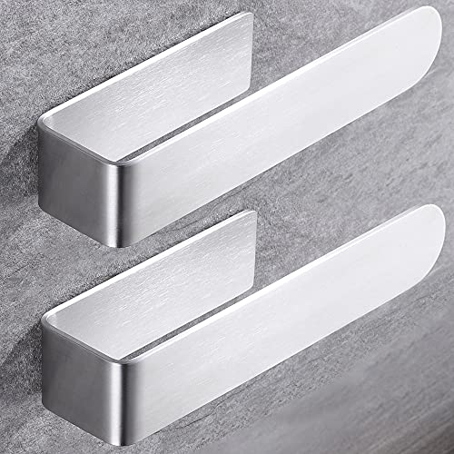 Taozun Hand Towel Holder/Towel Bar - Self Adhesive Hand Towel Rack Stainless Steel Towel Ring for Bathroom Kitchen, 2 Packs - color: Silver, size: 8-inch(2 Pack)