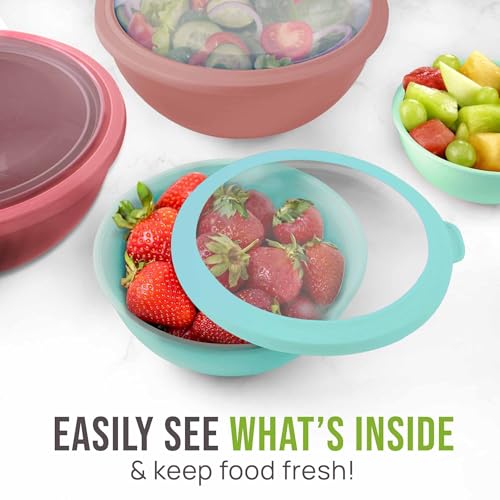 Zulay Kitchen 12 Piece Plastic Mixing Bowls with Leak-Proof Lids Set - Microwave and Freezer Safe Kitchen Mixing Bowls for Preparing, Serving and Storing - Large Nesting Bowls (Cotton Candy Ombre) - color: Cotton Candy
