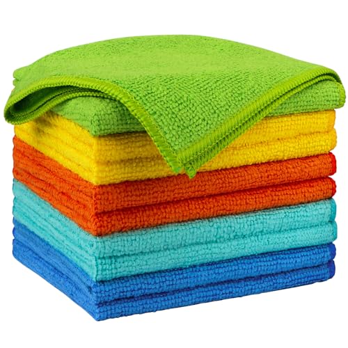 AIDEA Microfiber Cleaning Cloth 10PK, Micro Fiber Cloth for Cleaning Cars, Premium All Purpose Car Towels, Dusting Cloth Cleaning Rags SUVs, House, Kitchen, Window, Workshops, 12"×12" - color: Yellow Blue Green, size: 10PK