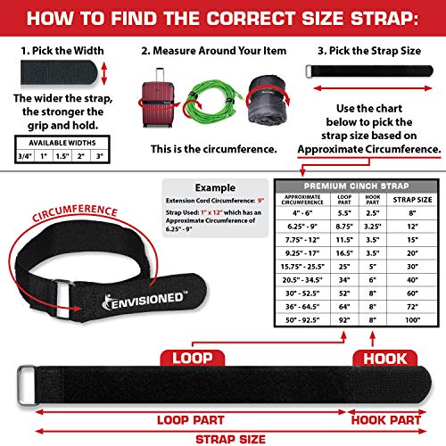 Premium Cinch Straps with Stainless Steel Metal Ring (Buckle), Reusable Durable Hook and Loop, Multipurpose Securing Straps 1" x 30" - 8 Pack Plus 2 Bonus Original 3/4" x 8" Cinch Straps - size: 1" x 30"