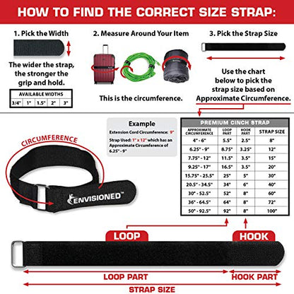 Premium Cinch Straps with Stainless Steel Metal Ring (Buckle), Reusable Durable Hook and Loop, Multipurpose Securing Straps 3/4" x 8" - 8 Pack Plus 2 Bonus Origional Cinch Straps - size: 0.75" x 8"