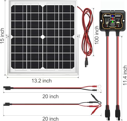 SOLPERK Solar Panel Kit 20W 12V, Waterproof Solar Battery Trickle Charger Maintainer + Smart MPPT Controller + Adjustable Mount Bracket for Boat Car RV Motorcycle Marine Automotive - size: 20W MPPT Kit